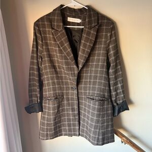 Classic Brown Plaid Women's Blazer